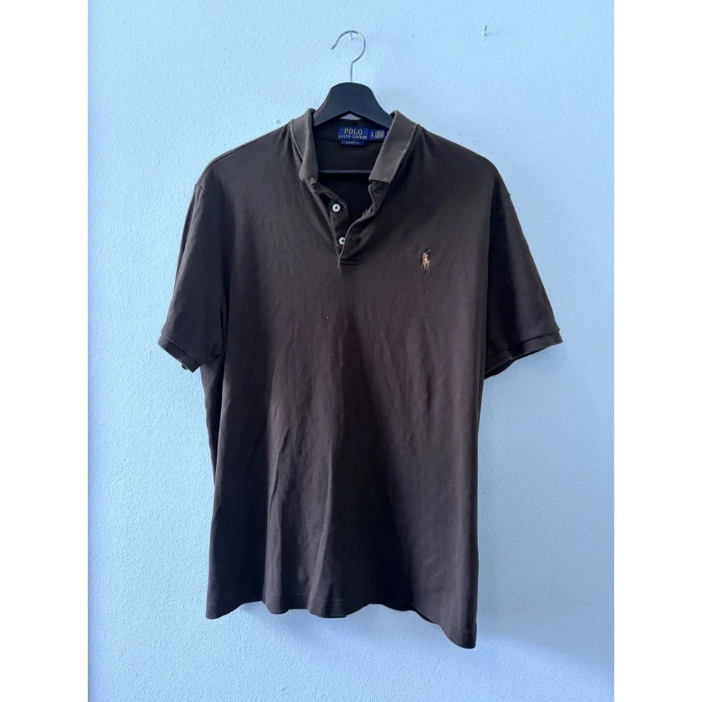 Polo Ralph Lauren Men's Classic Fit Polo Shirt Large Brown Short Sleeve